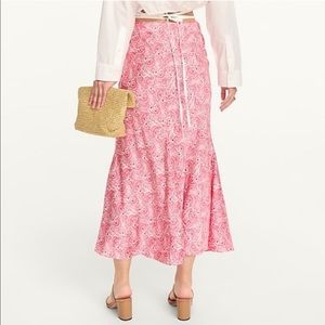 NWT J. Crew Satin Flare Slip Skirt in Dandelion Swirl Medium